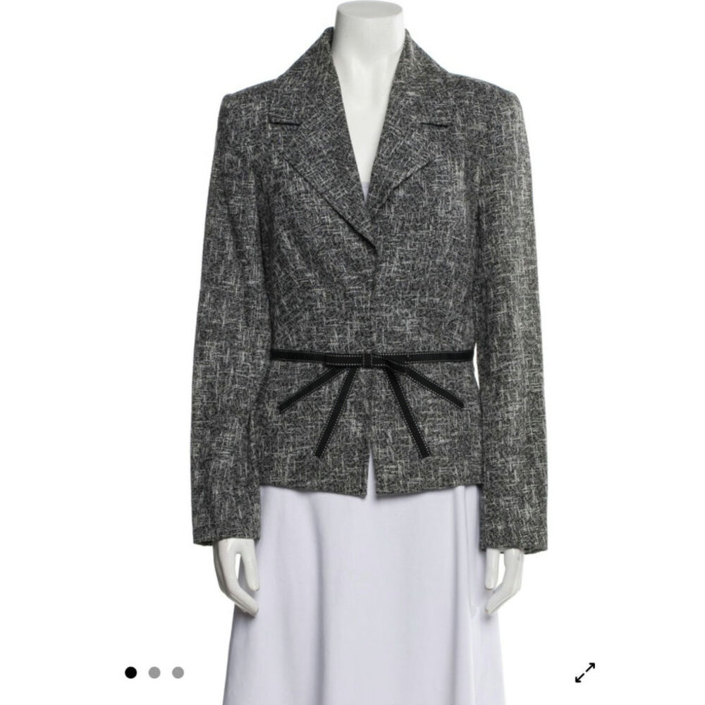 ESCADA Womens Blazer Jacket Wool Blend Black White Size 44 US 10